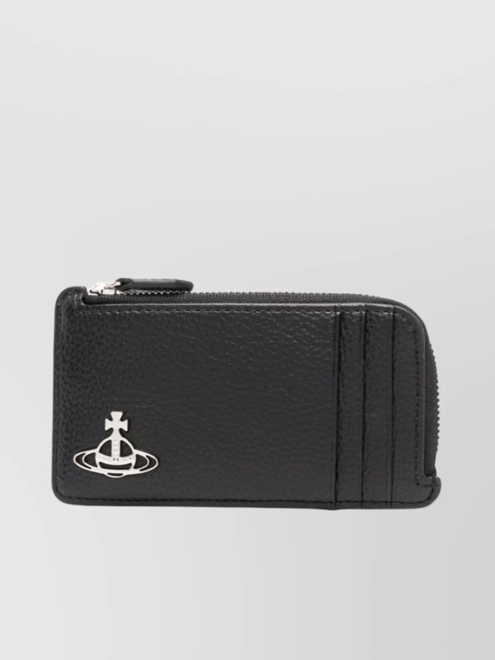 Vivienne Westwood Black Zip Card Holder with Silver Hardware